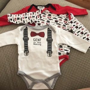 Chick Pea size 0-3 mos 3 pack long sleeve onesies